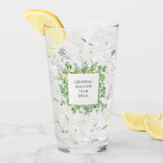 Elegant Greenery Birthday Party Customizable Glass