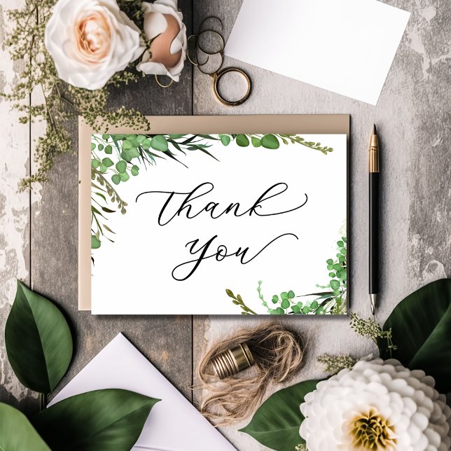 Elegant Greenery Birthday Thank You Card (Creator Uploaded)