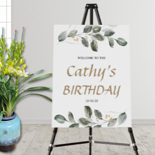 Elegant Greenery Birthday Welcome Board