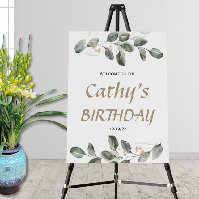 Elegant Greenery Birthday Welcome Board (Creator Uploaded)