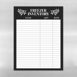 Elegant Greenery Black Freezer Inventory Magnetic Dry Erase Sheet