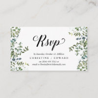Elegant Greenery, Black Script, RSVP respond