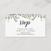 Elegant Greenery, Black Script, RSVP respond