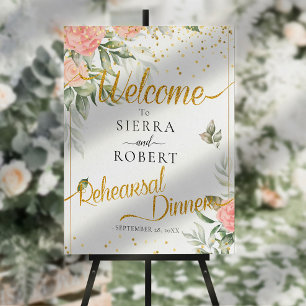 Elegant Greenery Blush Rehearsal Dinner Sign