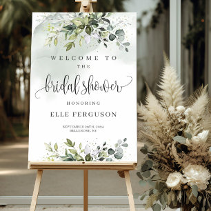 Elegant greenery boho bridal shower welcome sign