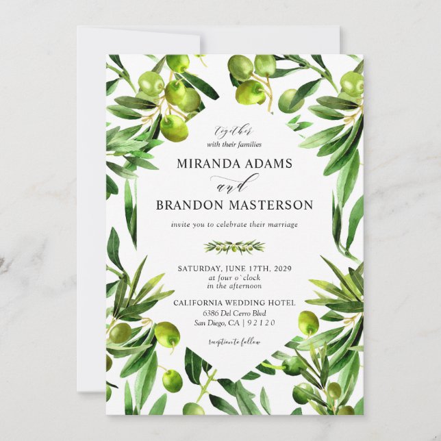 Elegant Greenery Boho Country Wedding Invitation (Front)