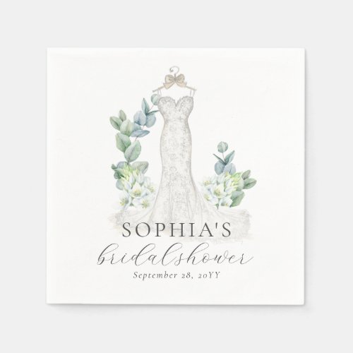 Elegant Greenery  Boho Script Paper Napkin