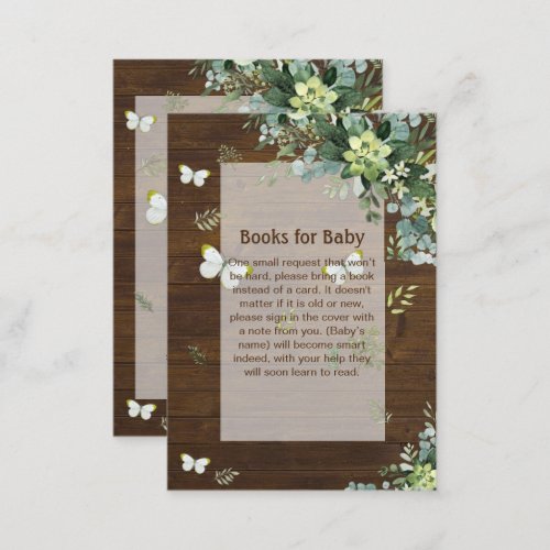 Elegant Greenery Book Request Poem Boys or Girls Enclosure Card