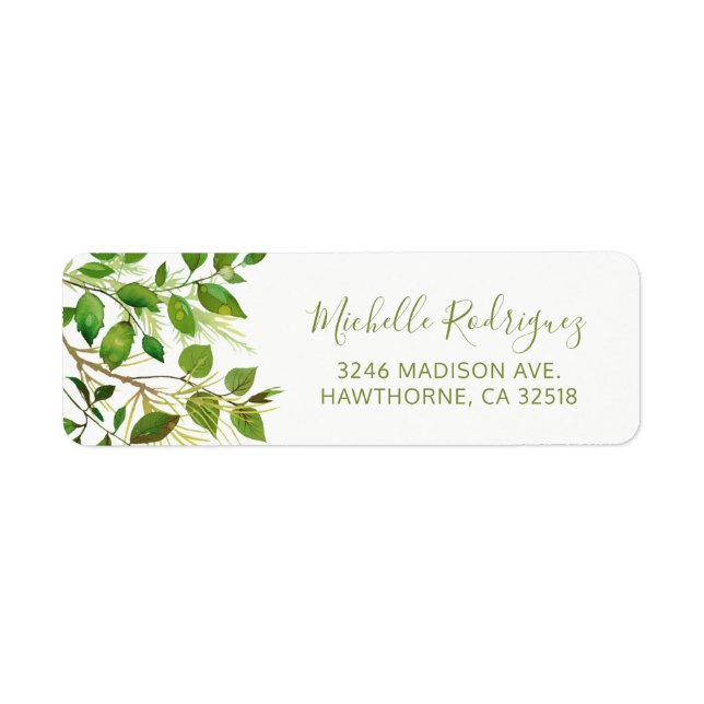 Elegant Greenery Botanical Garden Foliage Label (Front)