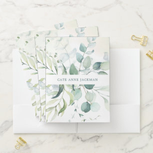 Elegant Greenery Botanical Green Eucalyptus Pocket Folder