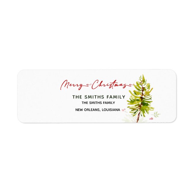 Elegant Greenery Botanical Merry Christmas Address Label (Front)