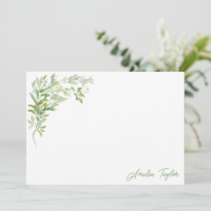 Elegant Greenery Botanical Personalized Stationery Note Card