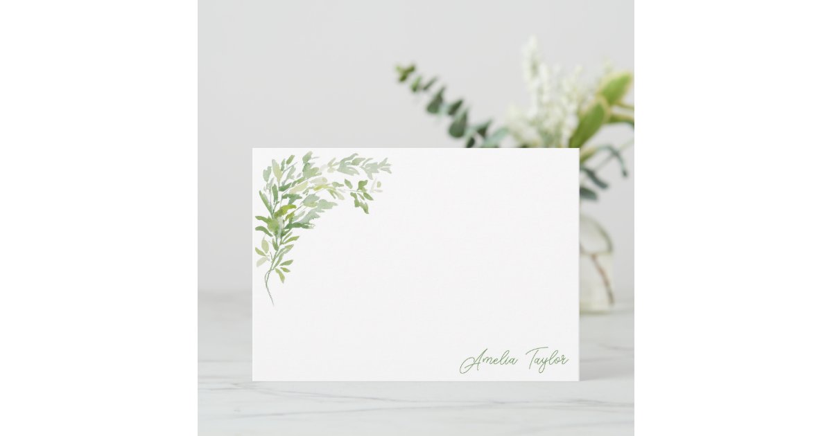 Elegant Greenery Botanical Personalized Stationery Note Card | Zazzle