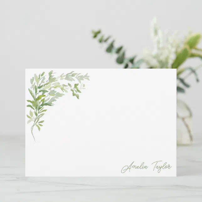 Elegant Greenery Botanical Personalized Stationery Note Card | Zazzle