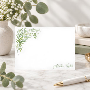 Elegant Greenery Botanical Personalized Stationery Note Card