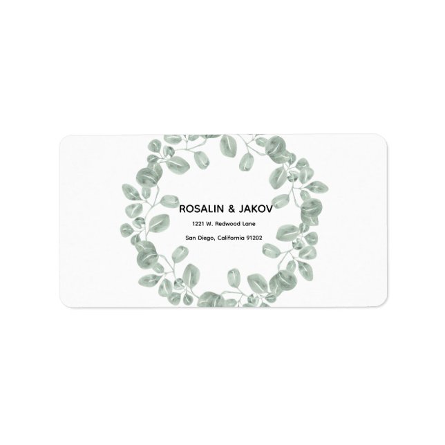 Elegant Greenery Botanical Return Address Label (Front)