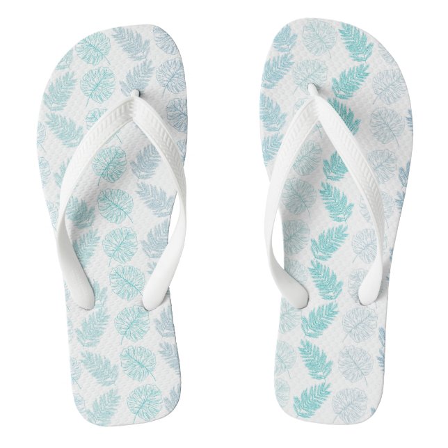 Elegant Greenery Botanical Tropical Leaves Pattern Flip Flops (Footbed)