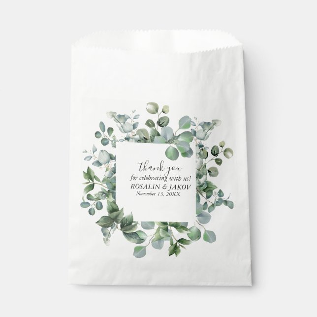 Elegant Greenery Botanical wedding Favor Bag (Front)