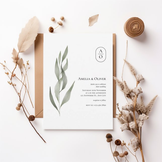Elegant Greenery Botanical Wedding Invitation (Creator Uploaded)