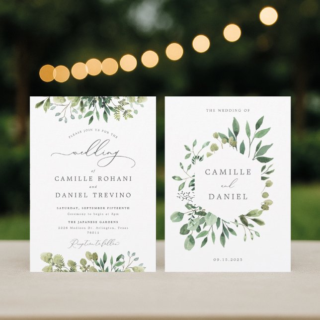 Elegant Greenery Botanical Wedding Invitation (Creator Uploaded)