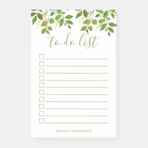 Elegant Greenery Botanical Wedding To Do List Post_it Notes