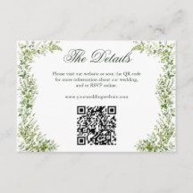 Elegant Greenery Botanical Wedding Website QR Code