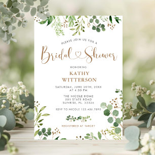Elegant Greenery Bridal Shower Invitation