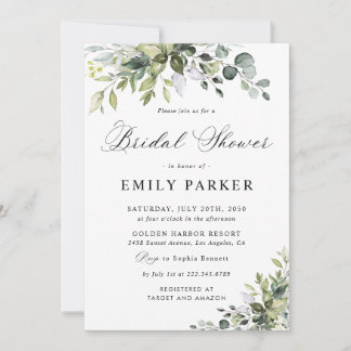 Elegant Greenery Bridal Shower Invitation