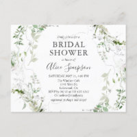 Elegant Greenery Bridal Shower Invitation Postcard
