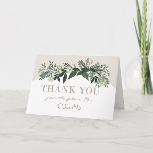 Elegant Greenery  Bridal Shower Thank You Card