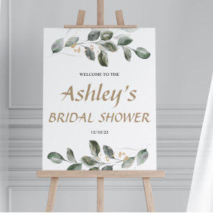 Elegant Greenery Bridal Shower Welcome Board