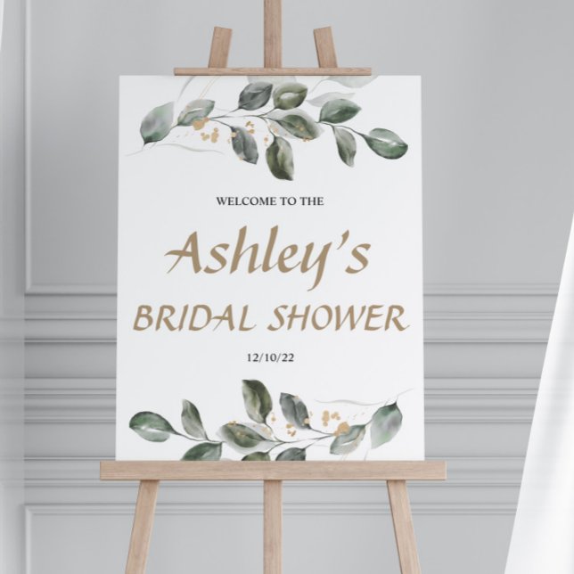 Elegant Greenery Bridal Shower Welcome Board (Creator Uploaded)