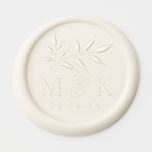 Elegant Greenery Bride Groom Monogram Wax Seal Sticker