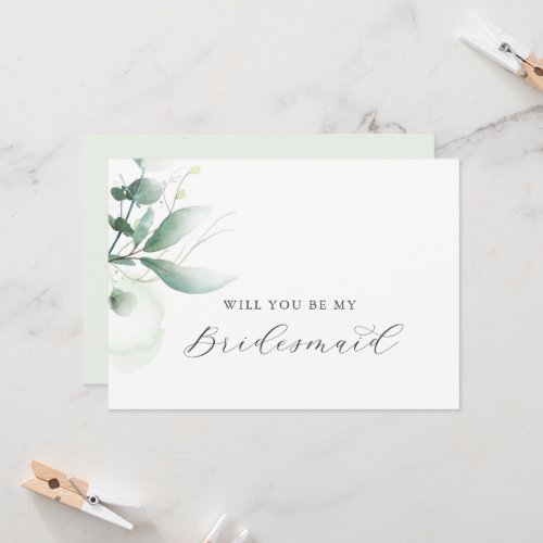 Elegant Greenery Bridesmaid Proposal Card
