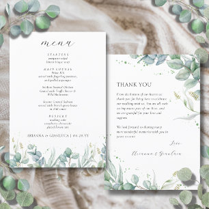 Elegant Greenery Budget Wedding Thank You and Menu