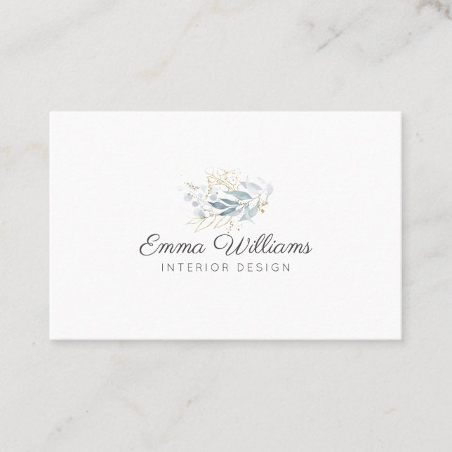 Elegant Greenery Business Card (Front)