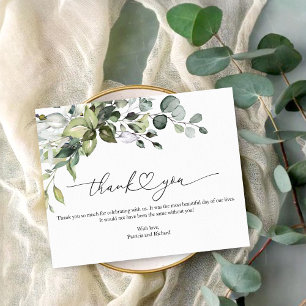 Elegant Greenery Calligraphy Wedding Thank You