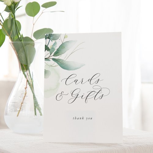Elegant Greenery Cards and Gifts Pedestal Sign