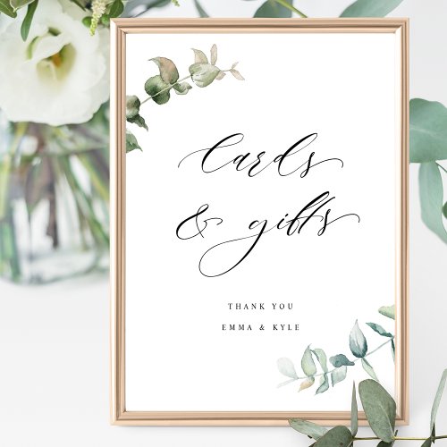Elegant Greenery Cards and Gifts Wedding Sign