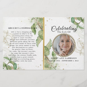 Elegant Greenery Celebration of Life Program