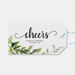 Elegant Greenery Cheers Wine Bottle Tags