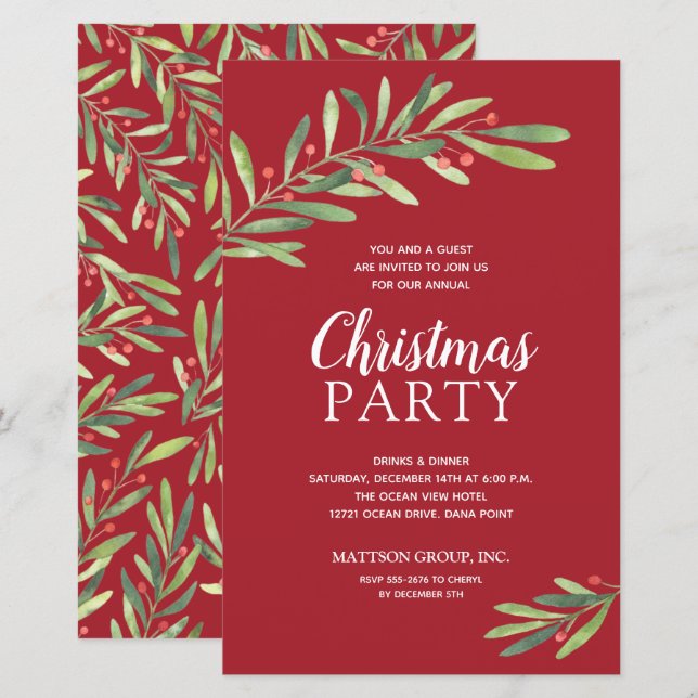 Elegant Greenery Christmas Budget Invitations (Front/Back)