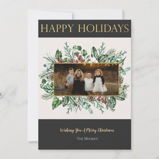 Elegant Greenery Christmas Card (Front)