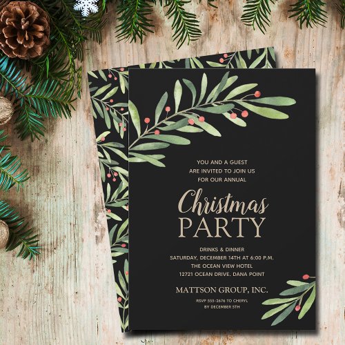 Elegant Greenery Christmas Holiday Invitation