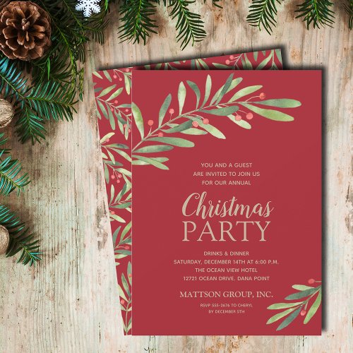 Elegant Greenery Christmas Holiday Invitation