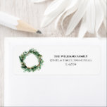 Elegant Greenery Christmas Wreath Return Address Label<br><div class="desc">Elegant christmas greenery wreath return address personalized with your names and address details. Designed by Thisisnotme©</div>
