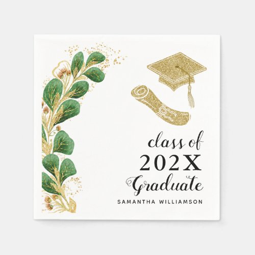 Elegant Greenery Class of 2023 Graduation Napkins