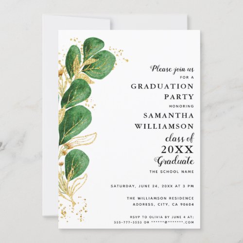 Elegant Greenery Class of 2024 Graduation Invitation
