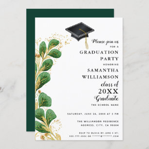 Elegant Greenery Class of 2025 Modern Graduation Invitation