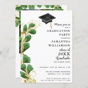 Elegant Greenery Class of 2025 Photo Graduation Invitation